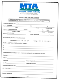Mountain Transit Authority Application for Employment