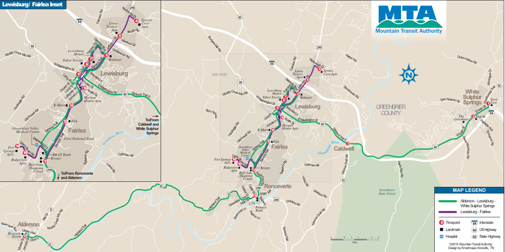 Greenbrier County, WV bus route and map